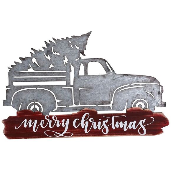 Merry Christmas Cut Out Pickup Truck Holiday Sign Metal 18 Inches - Picture 1 of 1